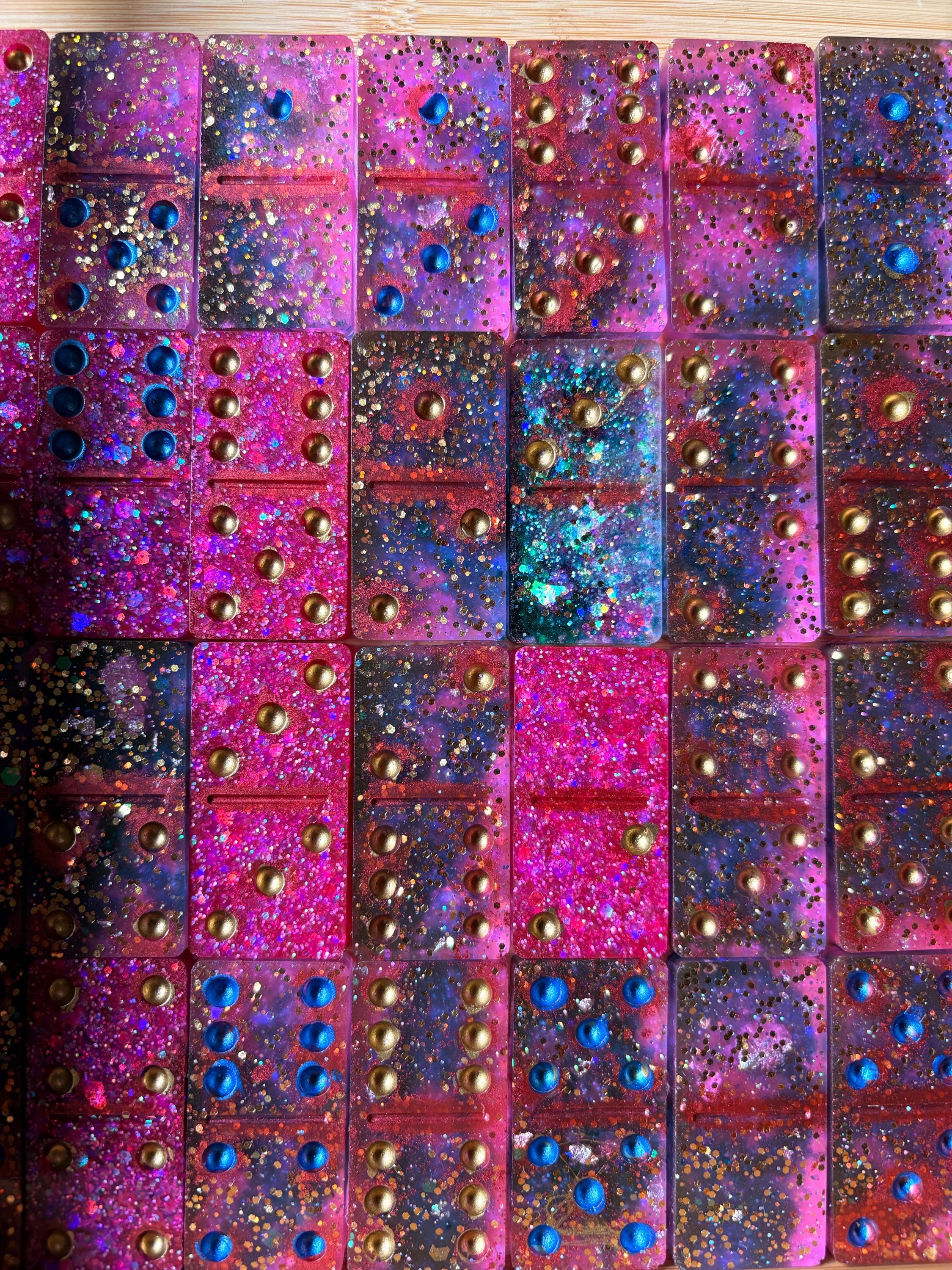 Disco Stardust Handcrafted Domino set with Holder detail 2