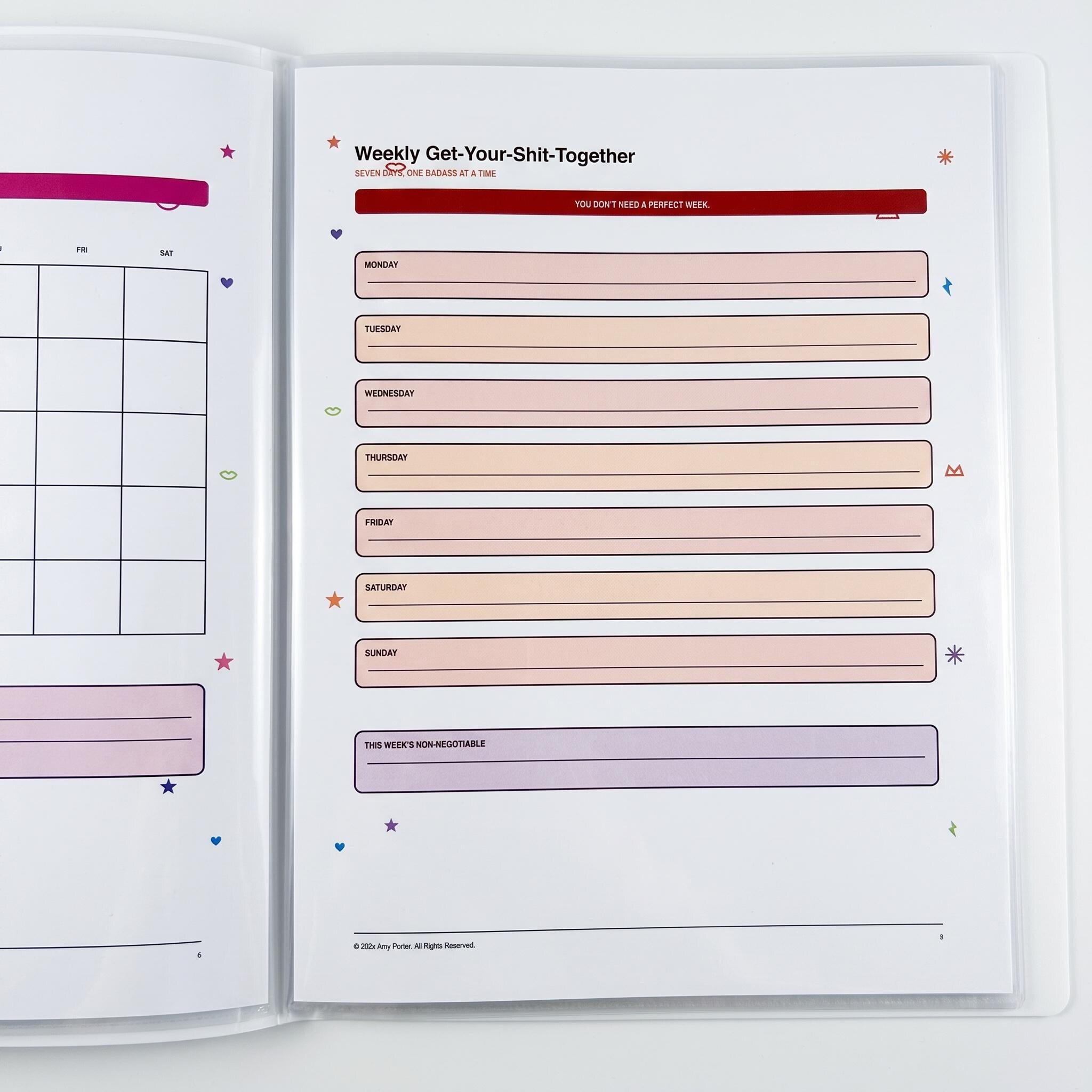 The Bitch Ass Planner/ Get up Bitch Reusable Notebook 40 page physical product detail 2