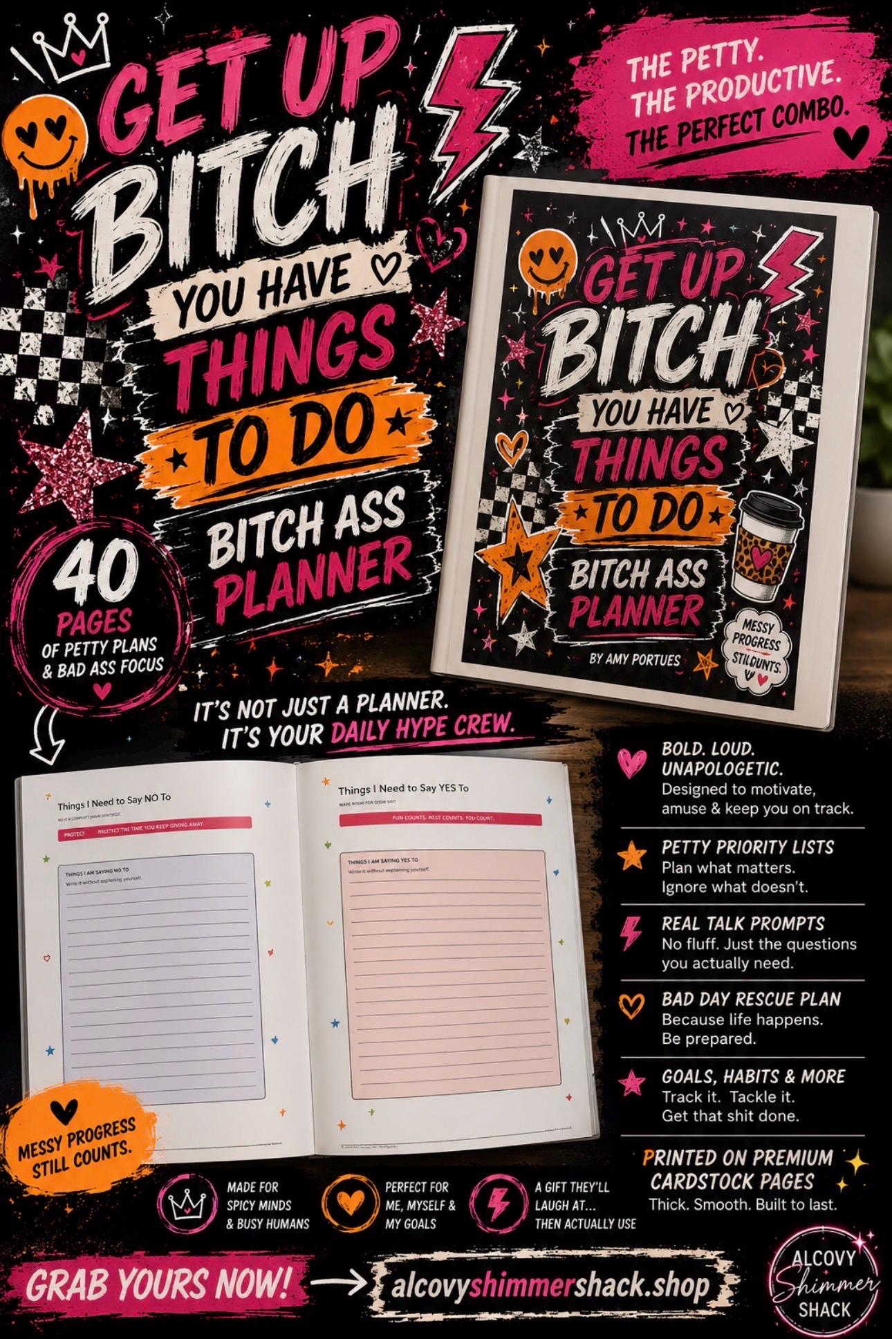 The Bitch Ass Planner/ Get up Bitch Reusable Notebook 40 page physical product detail 3