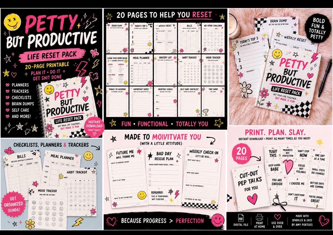 Petty but Productive Life Reset Planner / Digital Download detail 2
