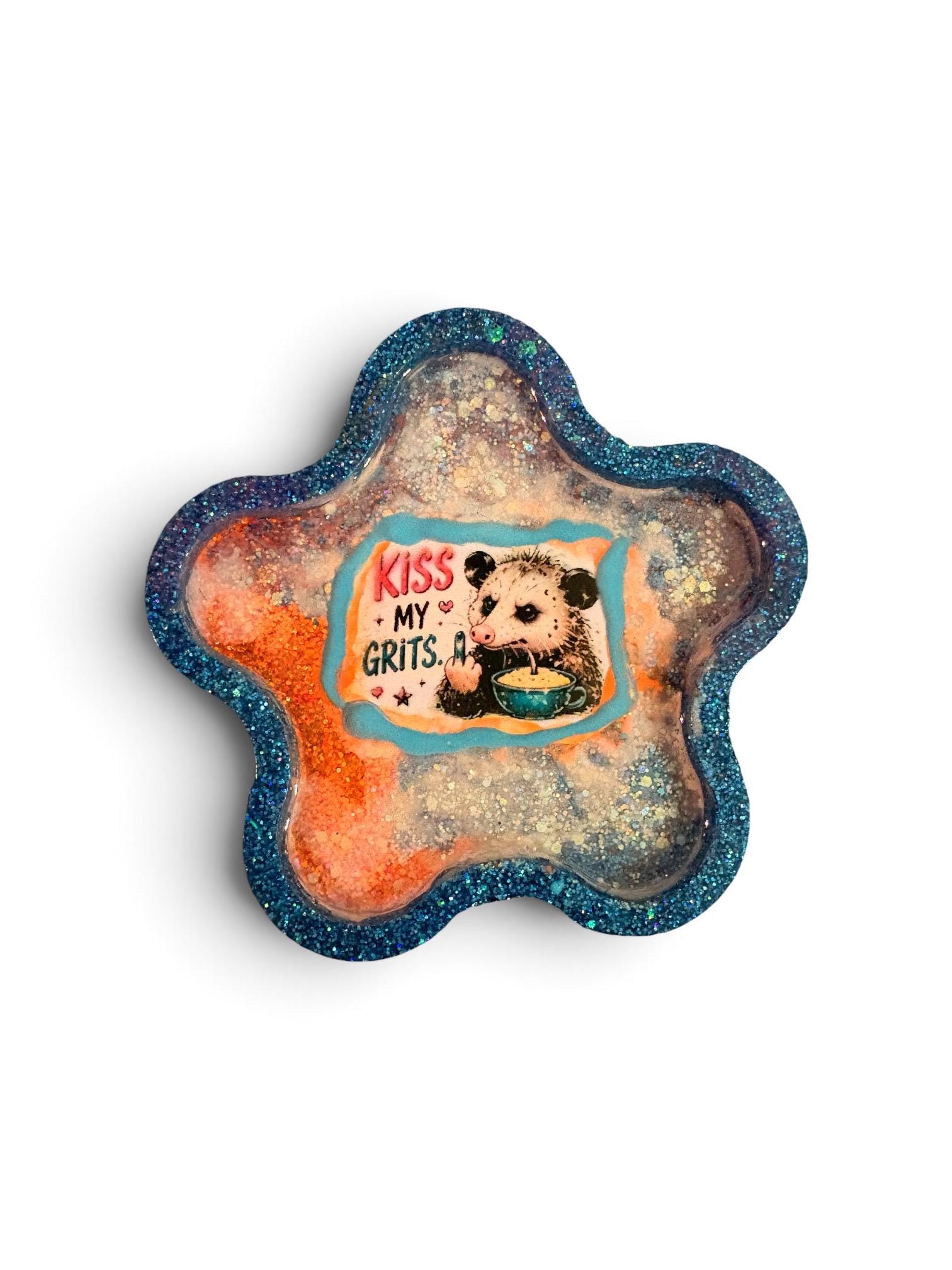 Kiss my Grits possum Trinket Dish