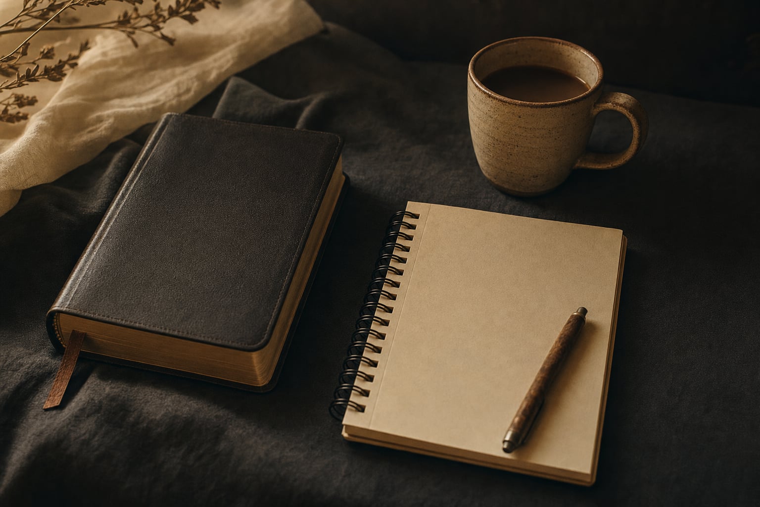 Bible and notebook prepared for a time of study
