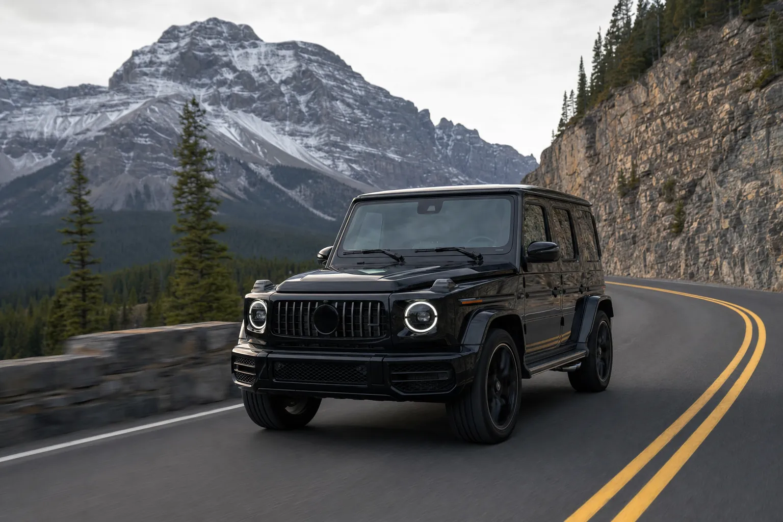 Boxy luxury G-Wagon style SUV with an upright clear windshield