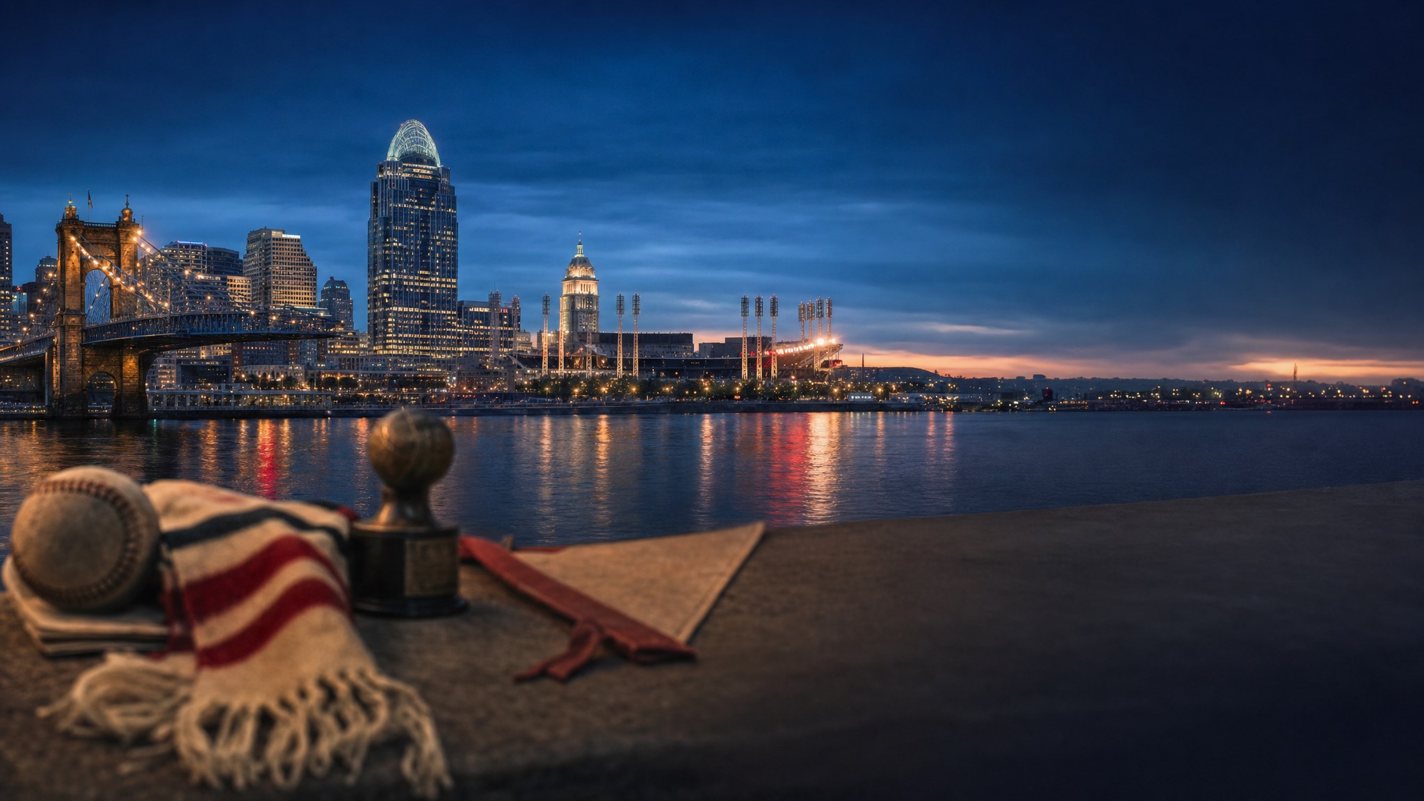 Cincinnati skyline at dusk