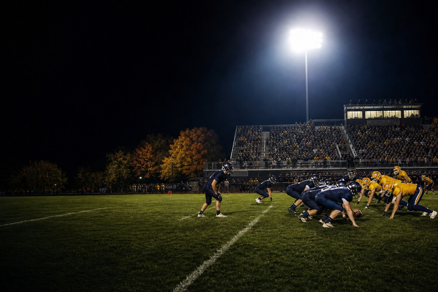 Unbranded football game under Friday-night stadium lights