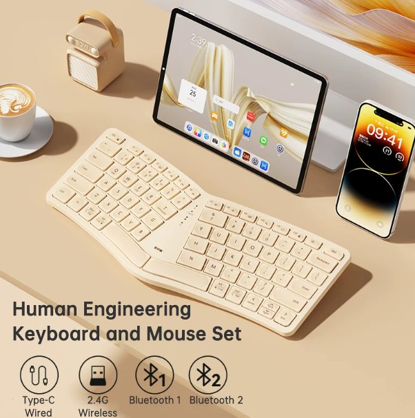 A compact ergonomic wireless keyboard