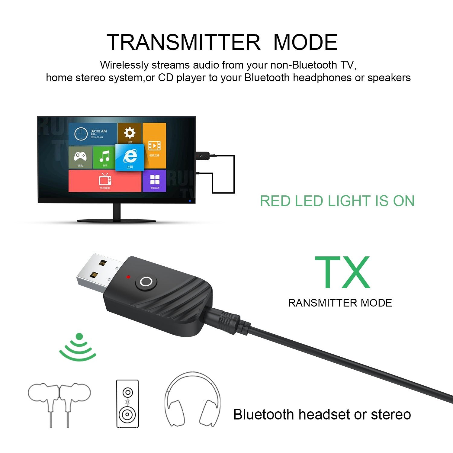 3 in 1 Bluetooth 5.0 Adapter Car Computer TV AUX Audio Bluetooth Speaker Receiver Transmitter Adapter view 4