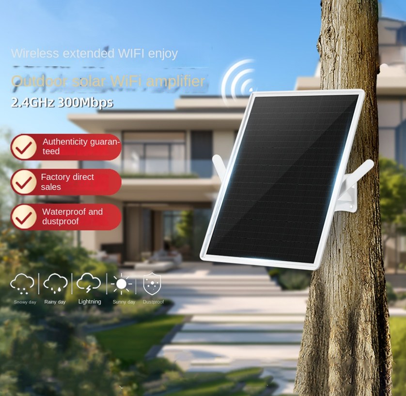 Solar Powered Signal Repeater Mobile Phone Signal Receiver Wireless WiFi Extender WiFi 6 Signal Amplifier