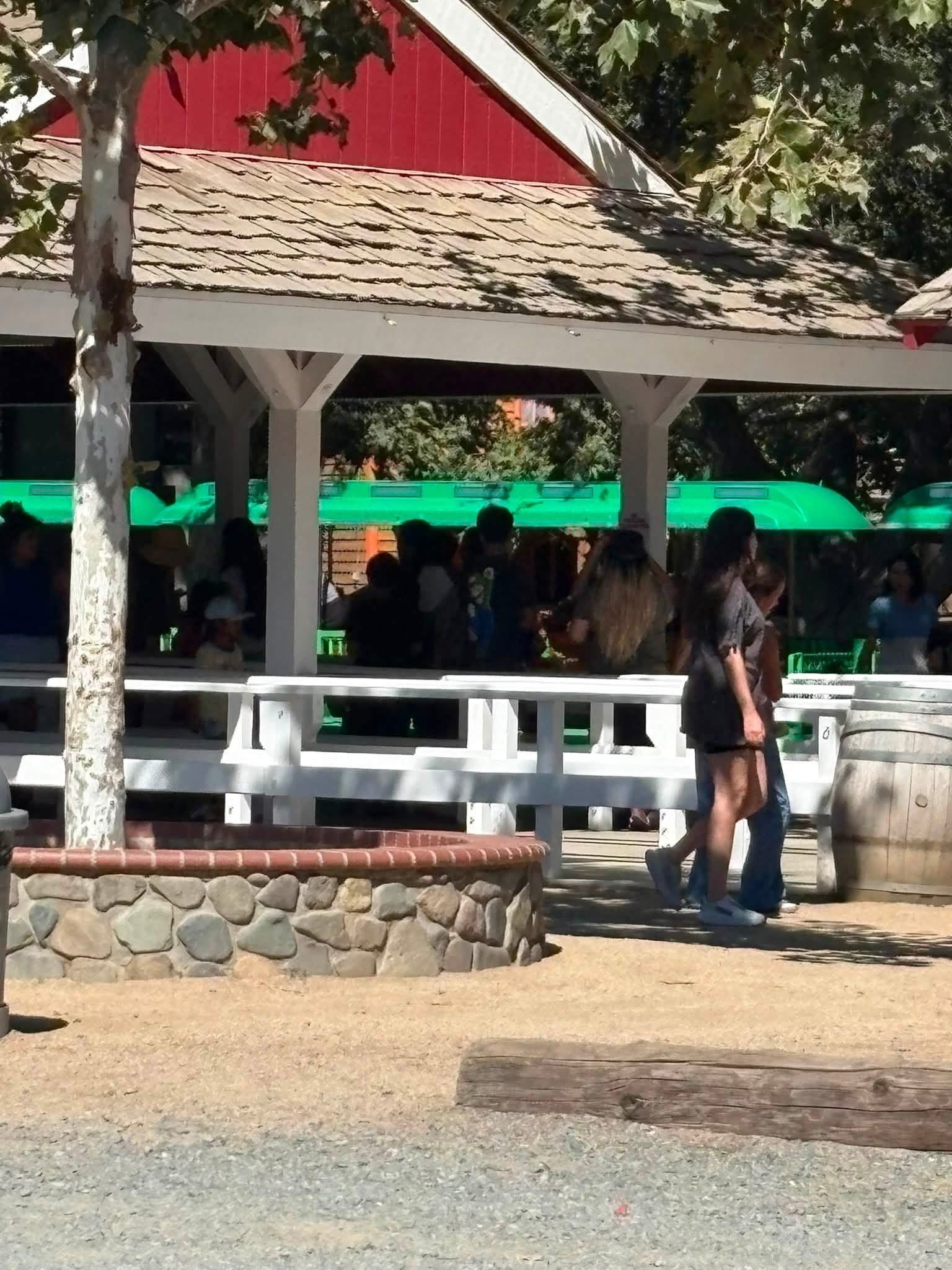 Visitors near the train station at Irvine Regional Park