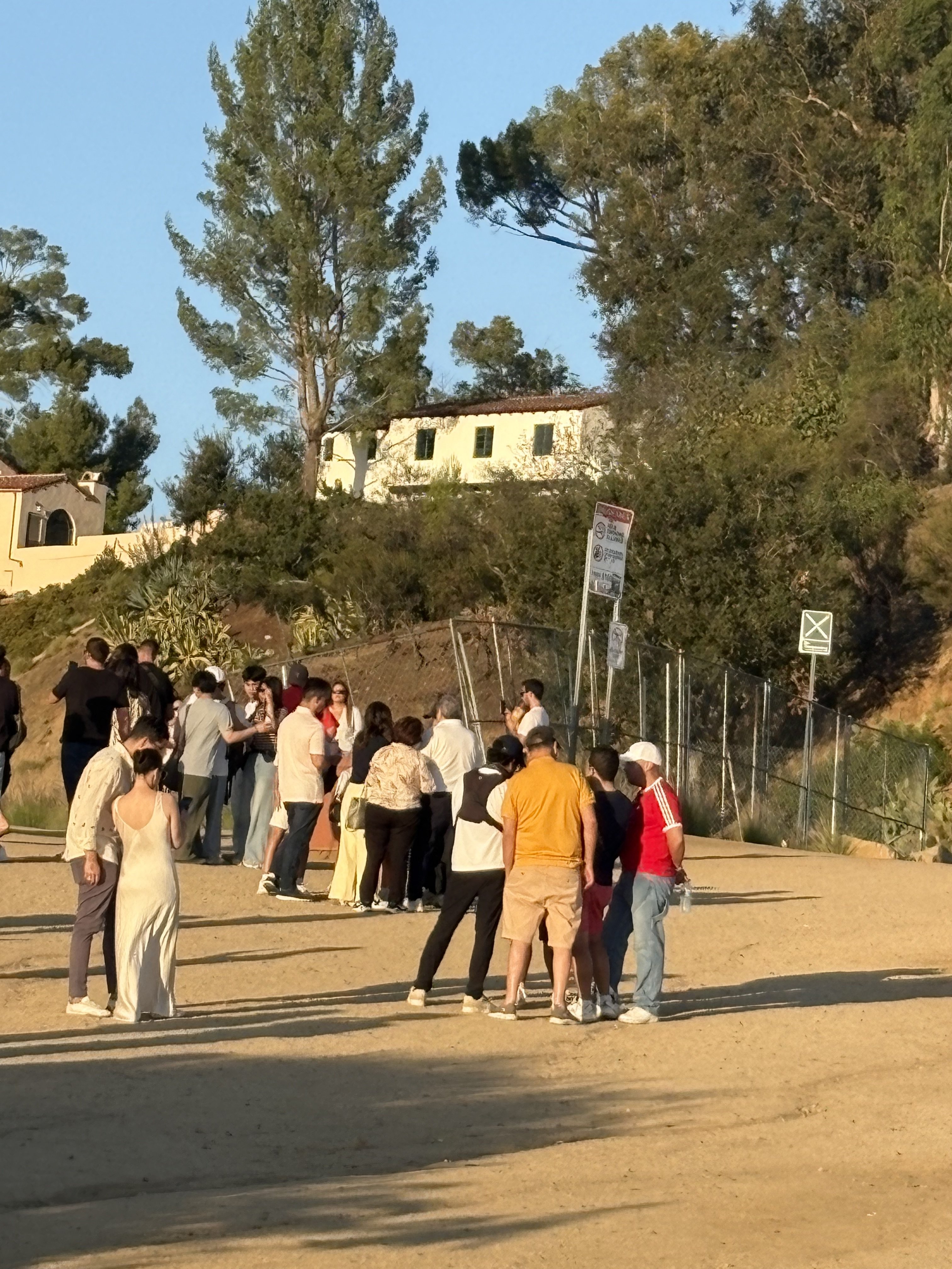 Visitors at a Hollywood sightseeing area