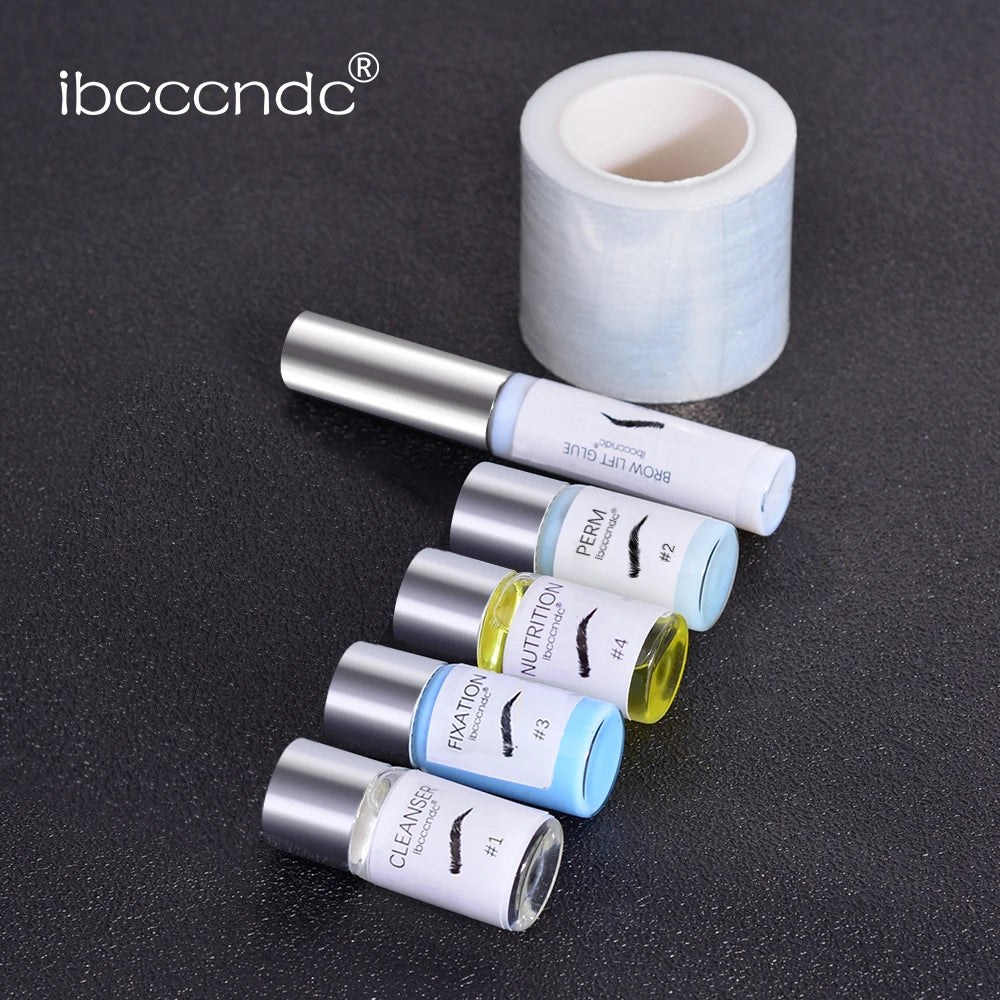 Brow lamination kit products on a warm neutral background