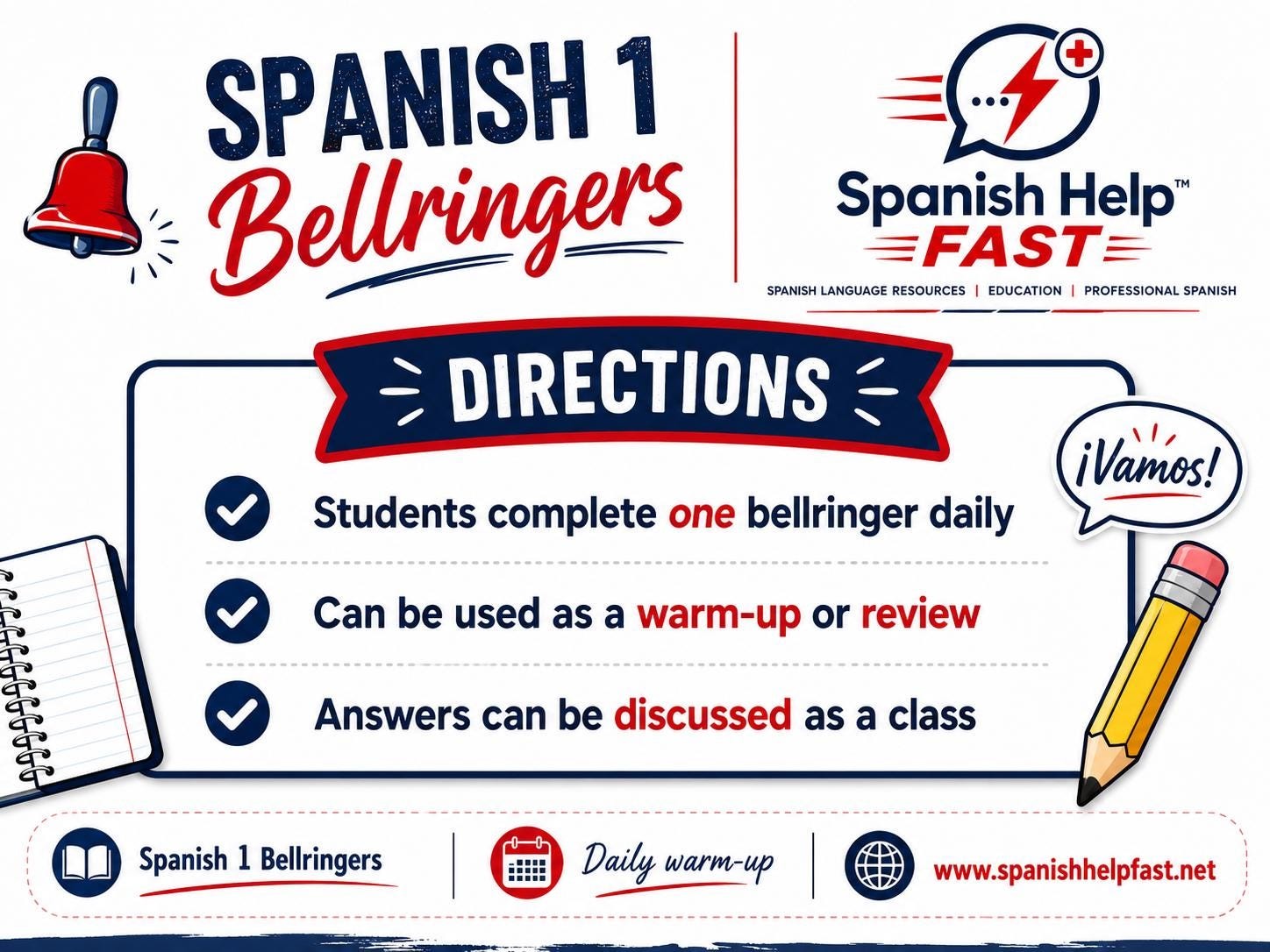 30 Bellringers for Spanish 1 in google slide format preview 3