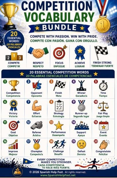 Spanish Sports Vocabulary Posters, Team Sports Competitions and Sporting Events Bundle, Spanish Teacher Classroom PDF preview 4