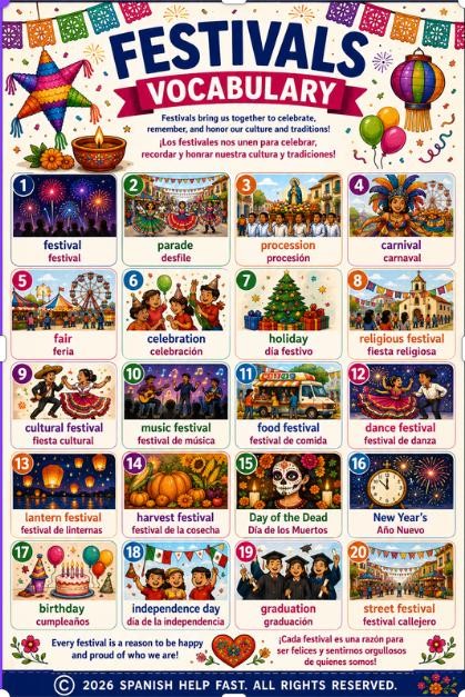 Spanish Culture and Traditions Vocabulary Bundle Bilingual Posters Hispanic Culture Activities Class Decor preview 3
