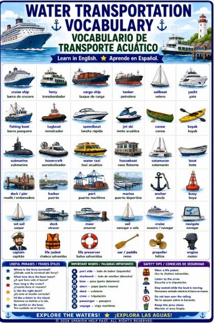 Spanish Travel and Transportation Bundle | Vehicles, Transit, Airports, Waterways and Travel Signs preview 4