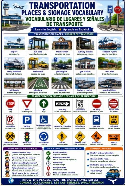 Spanish Travel and Transportation Bundle | Vehicles, Transit, Airports, Waterways and Travel Signs preview 5