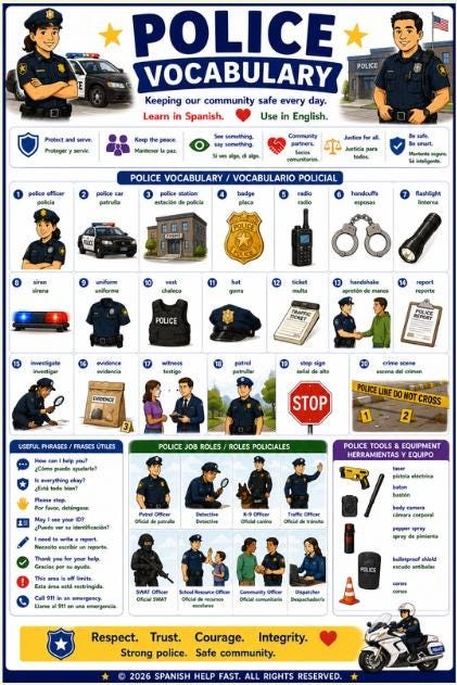 Spanish Community Heroes Vocabulary Bundle | Police, Firefighters, Teachers & Public Service Posters preview 2
