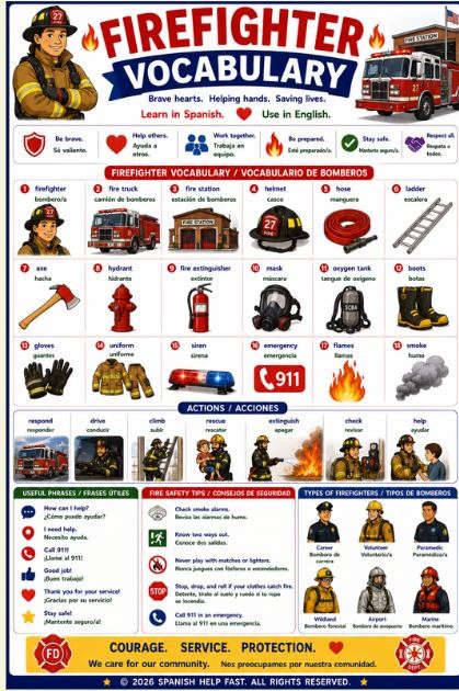 Spanish Community Heroes Vocabulary Bundle | Police, Firefighters, Teachers & Public Service Posters preview 3