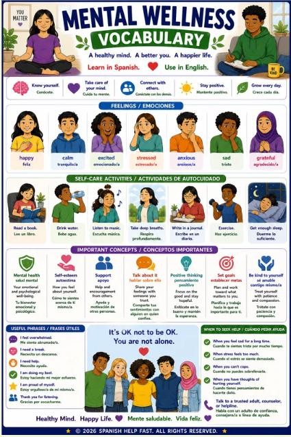 Spanish Healthy Living Vocabulary Bundle 5 Bilingual Posters Nutrition, Fitness, Wellness, Safety & Healthy Habits preview 5