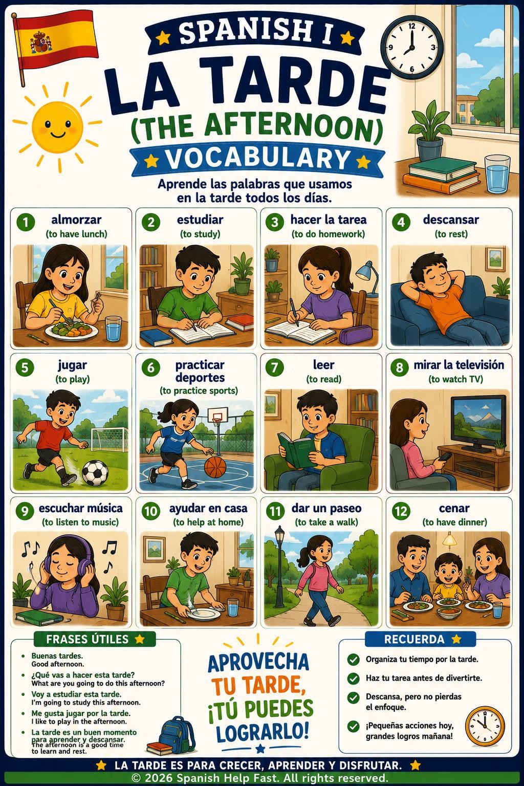 Spanish Everyday Life Bundle | Morning Afternoon Evening Sequences & Frequency preview 3