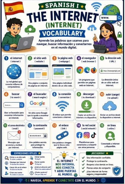 Spanish Technology Word Wall Bundle | Digital Life Internet Social Media & Online Activities preview 3