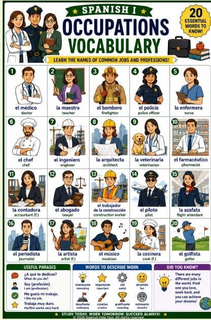Spanish Jobs and Careers Vocabulary Bundle Professions Workplace Skills Interviews and Future Planning preview 2