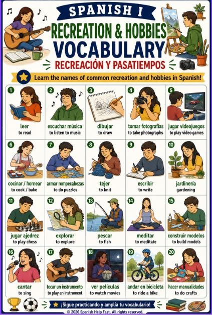 Spanish I Sports and Recreation Vocabulary Bundle Activities Hobbies Equipment Outdoor Adventure and Fitness preview 3