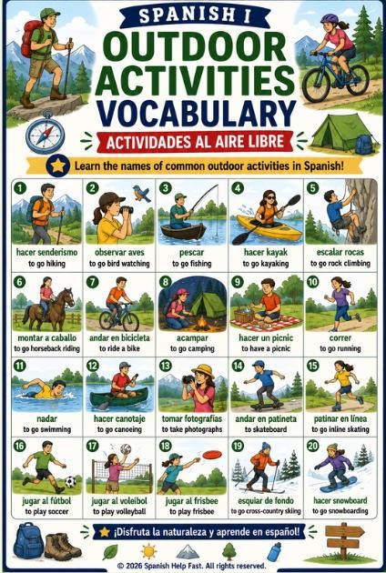 Spanish I Sports and Recreation Vocabulary Bundle Activities Hobbies Equipment Outdoor Adventure and Fitness preview 5