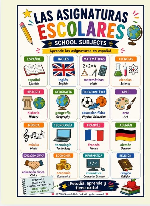 Spanish School Vocabulary Bundle Subjects Classroom Objects Locations Personnel and Activities Posters preview 3