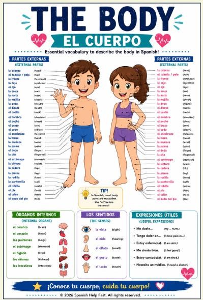 Spanish II Health and Medical Vocabulary Bundle 5 Reference Posters preview 2