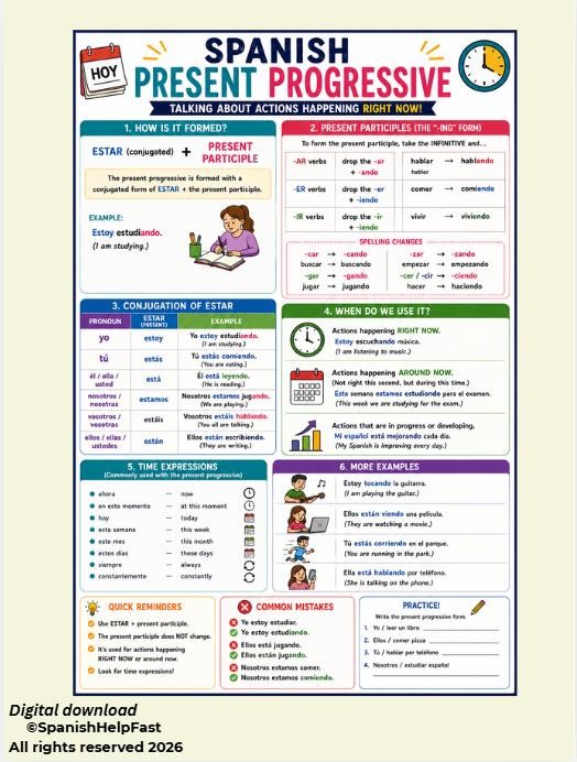 Spanish Grammar Posters Bundle Preterite Commands Gustar DOP IOP Present Progressive preview 3