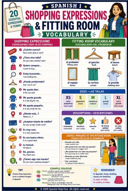Spanish Clothing and Shopping Vocabulary Posters, Fashion Money and Retail Expressions Bundle, Spanish Teacher Classroom Decor PDF preview 6
