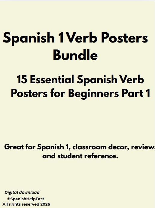 Essential Verb Posters Bundle Ser Estar Tener Ir Hacer Poder Querer Gustar