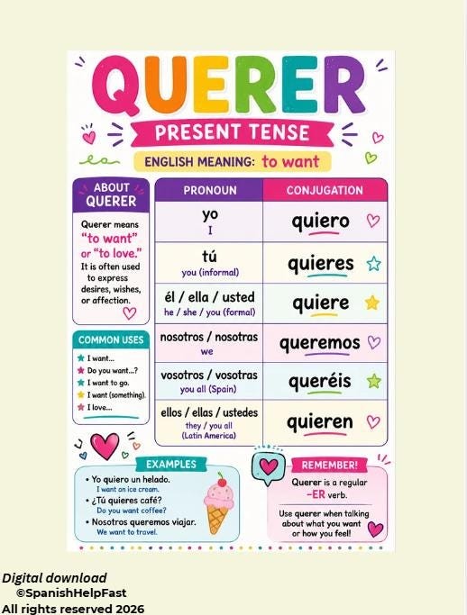 Essential Verb Posters Bundle Ser Estar Tener Ir Hacer Poder Querer Gustar preview 4