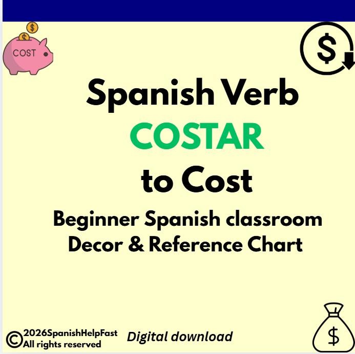 COSTAR To Cost Poster for Spanish 1 | Stem Changing Verb Reference