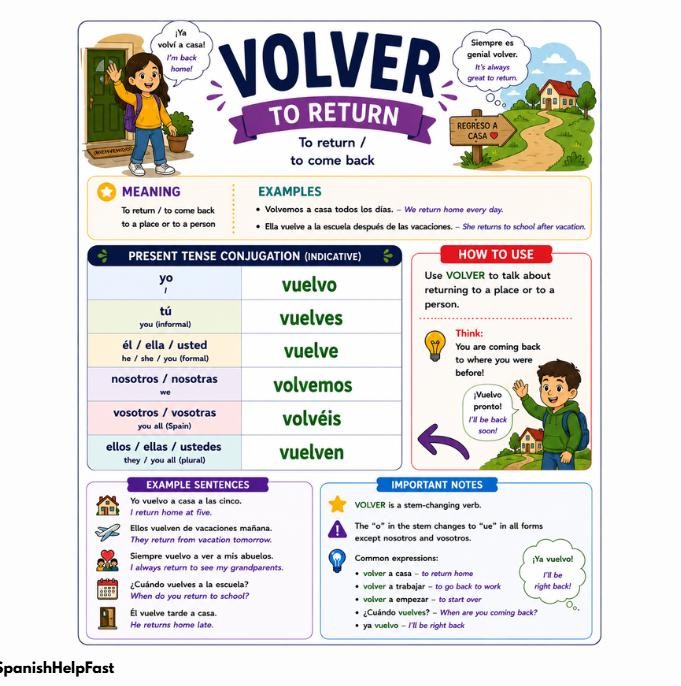 VOLVER To Return Poster for Spanish 1 | Stem Changing Verb Reference preview 2