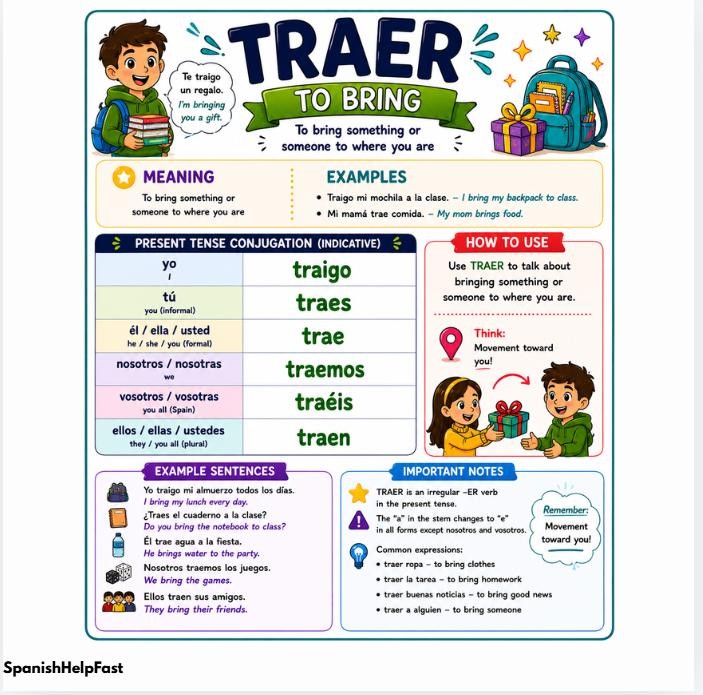 TRAER To Bring Poster for Spanish 1 Irregular Verb Classroom Reference preview 2