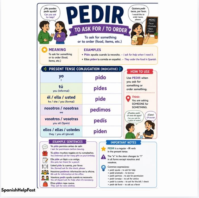 PEDIR To Ask For Poster for Spanish 1 | Stem Changing Verb Reference preview 2