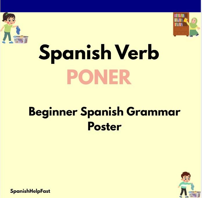 PONER To Put Poster for Spanish 1 Present Tense Classroom Reference