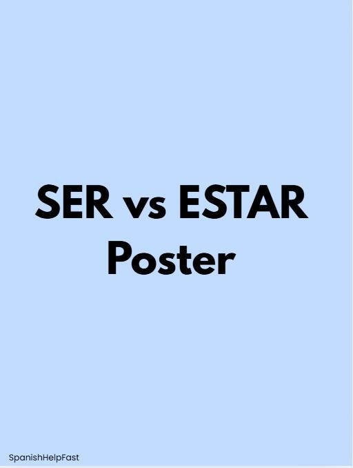 SER vs ESTAR Spanish Verb Poster: Grammar Reference Chart (Digital Download)