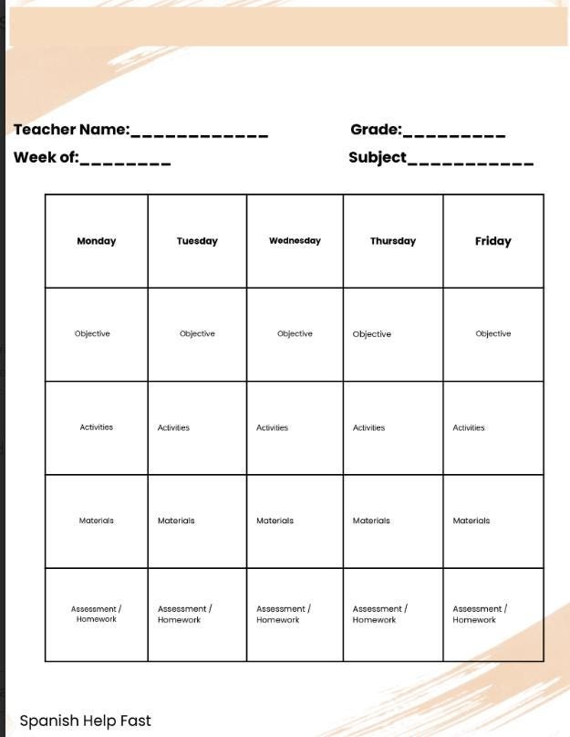 Editable Weekly Lesson Plan Template preview 2