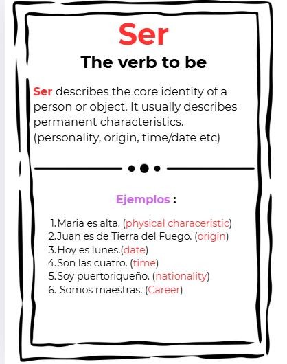 The verb Ser with Explanation worksheet and answer key preview 2