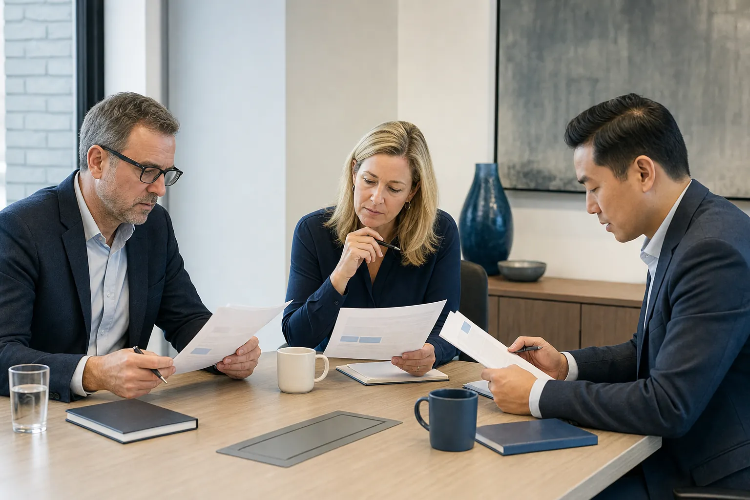 Hiring leaders comparing assessment evidence before a final candidate decision