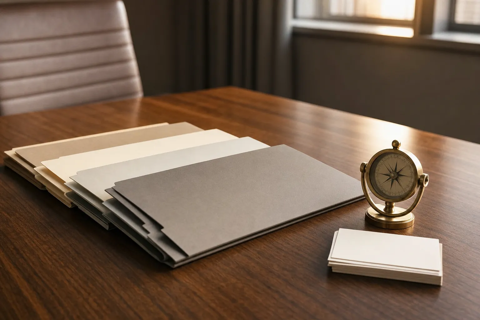Organized folders and a compass representing a careful hiring decision