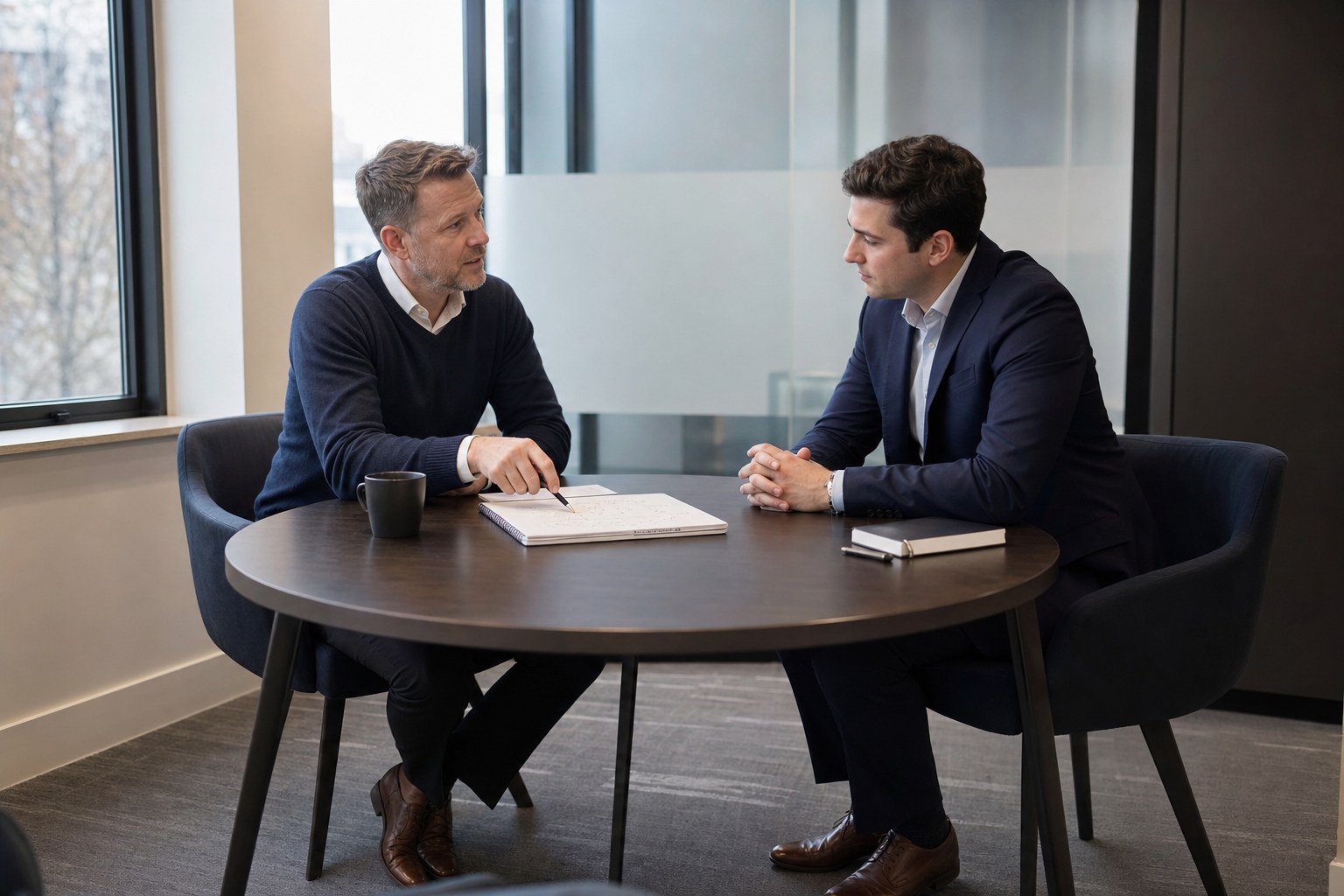 Sales manager coaching a seller through an account plan