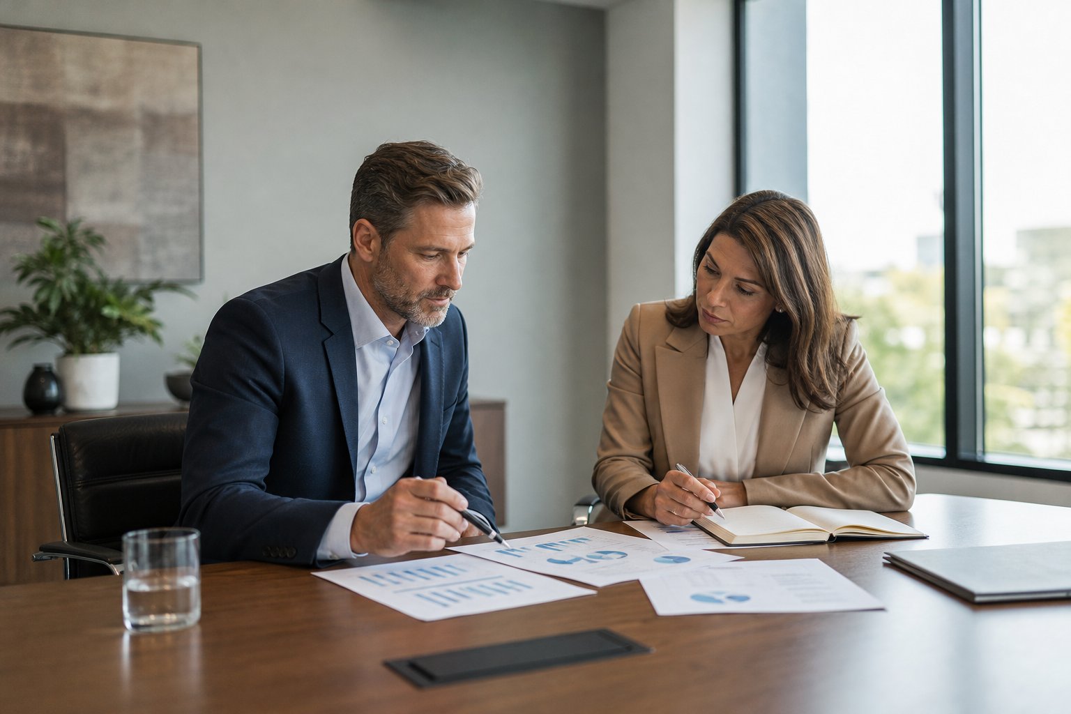 Sales leader and manager reviewing performance evidence together