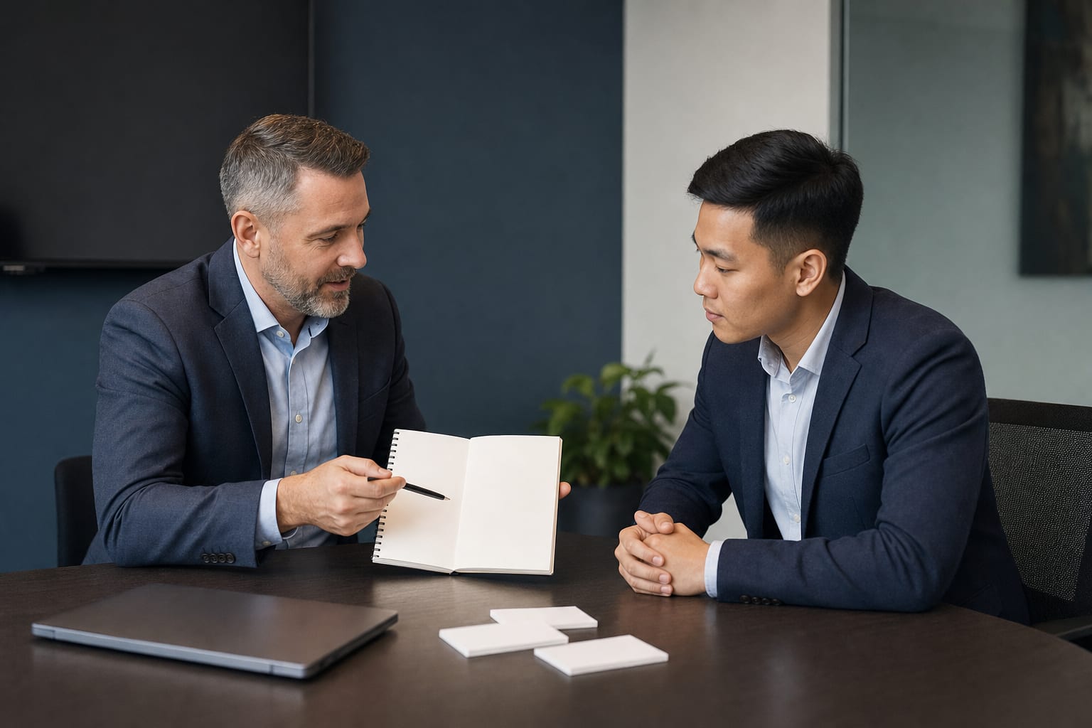 Sales manager and new representative reviewing early pipeline habits together