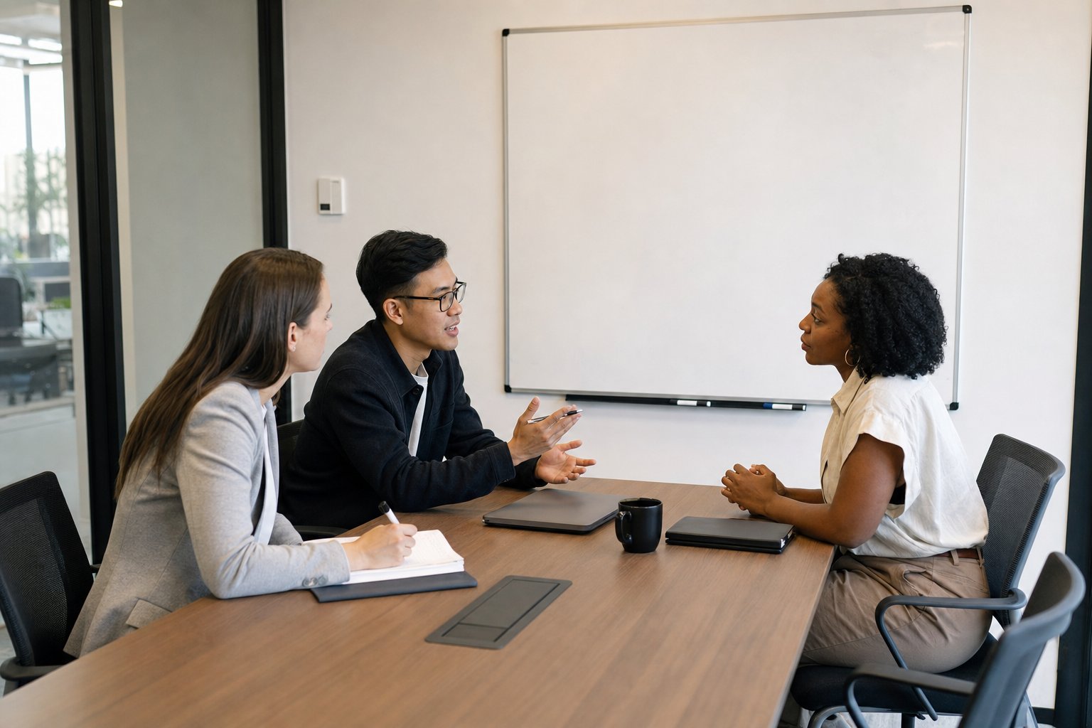New sales representative observing an experienced colleague lead a customer conversation
