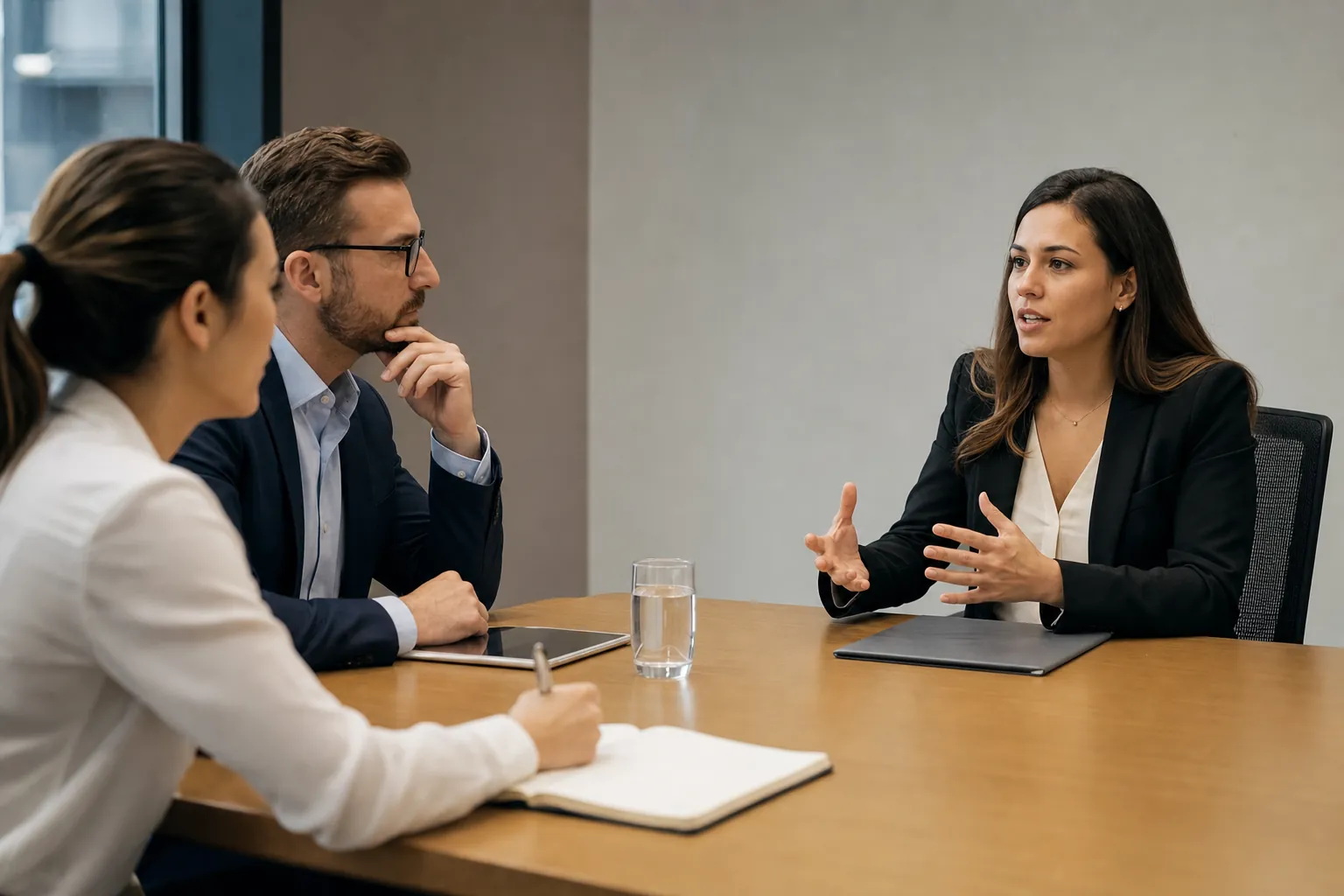 Candidate explaining a sales example during a structured interview
