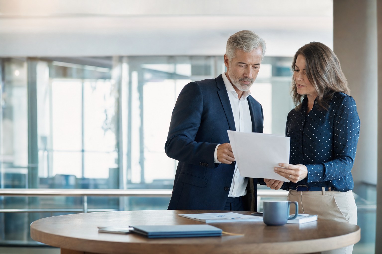 Two commercial leaders reviewing a healthcare sales plan